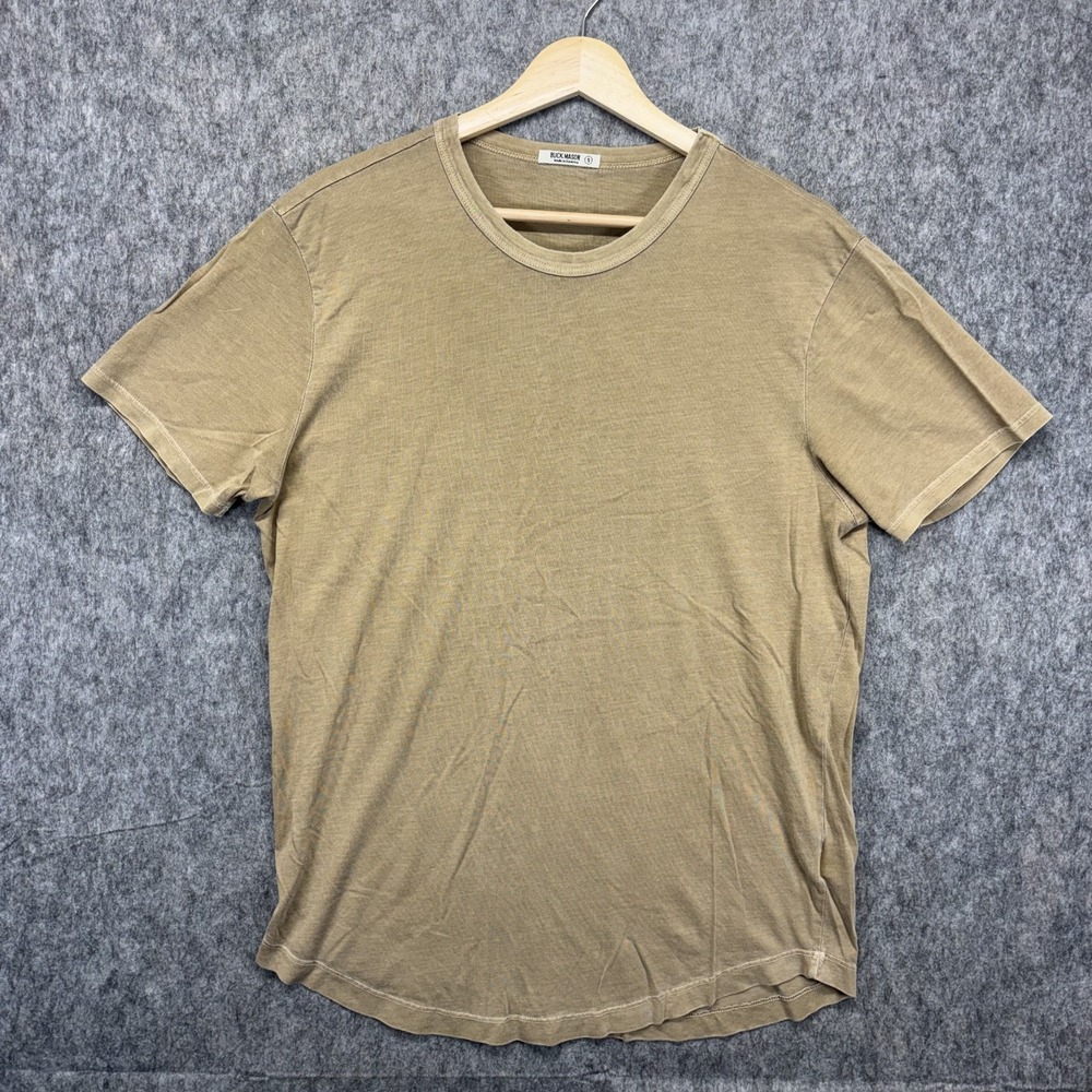 Buck Mason Slub Curved Hem Tee Men's Small Green Tan Huckberry BM11007